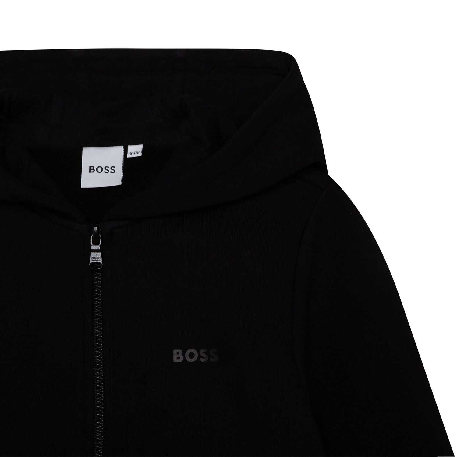 Boys Black Logo Zip Up Top, 1, hi-res
