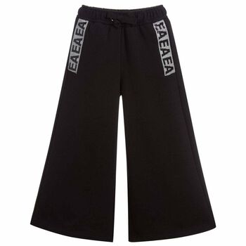 Girls Black Logo Trousers
