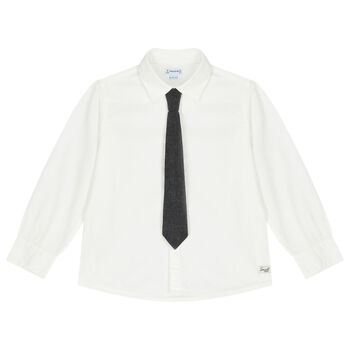 Boys White Long Sleeve Shirt