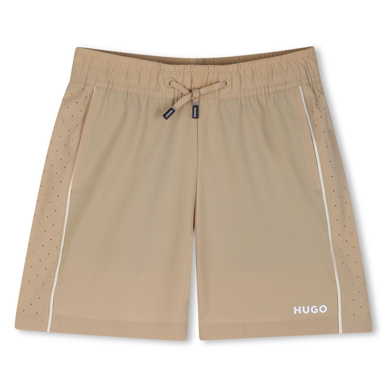Boys Beige Logo Shorts, 2, hi-res