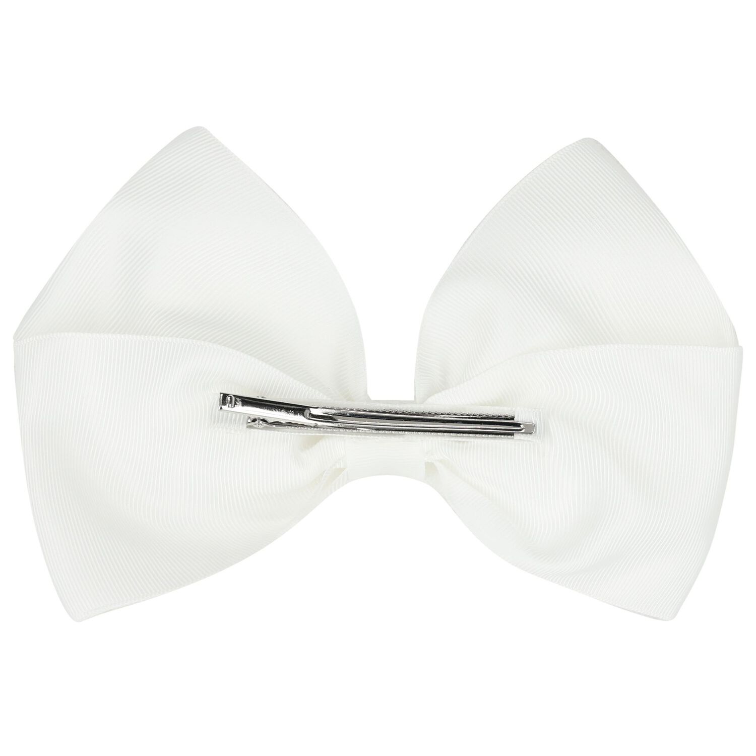 Girls White Bow Hairclip, 1, hi-res