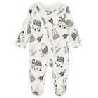 Ivory Velour Babygrow, 1, hi-res