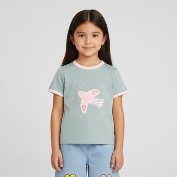 Younger Girls Green Bird Logo T-Shirt