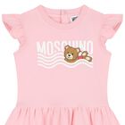 Younger Girls Pink Teddy Bear Logo Dress, 1, hi-res