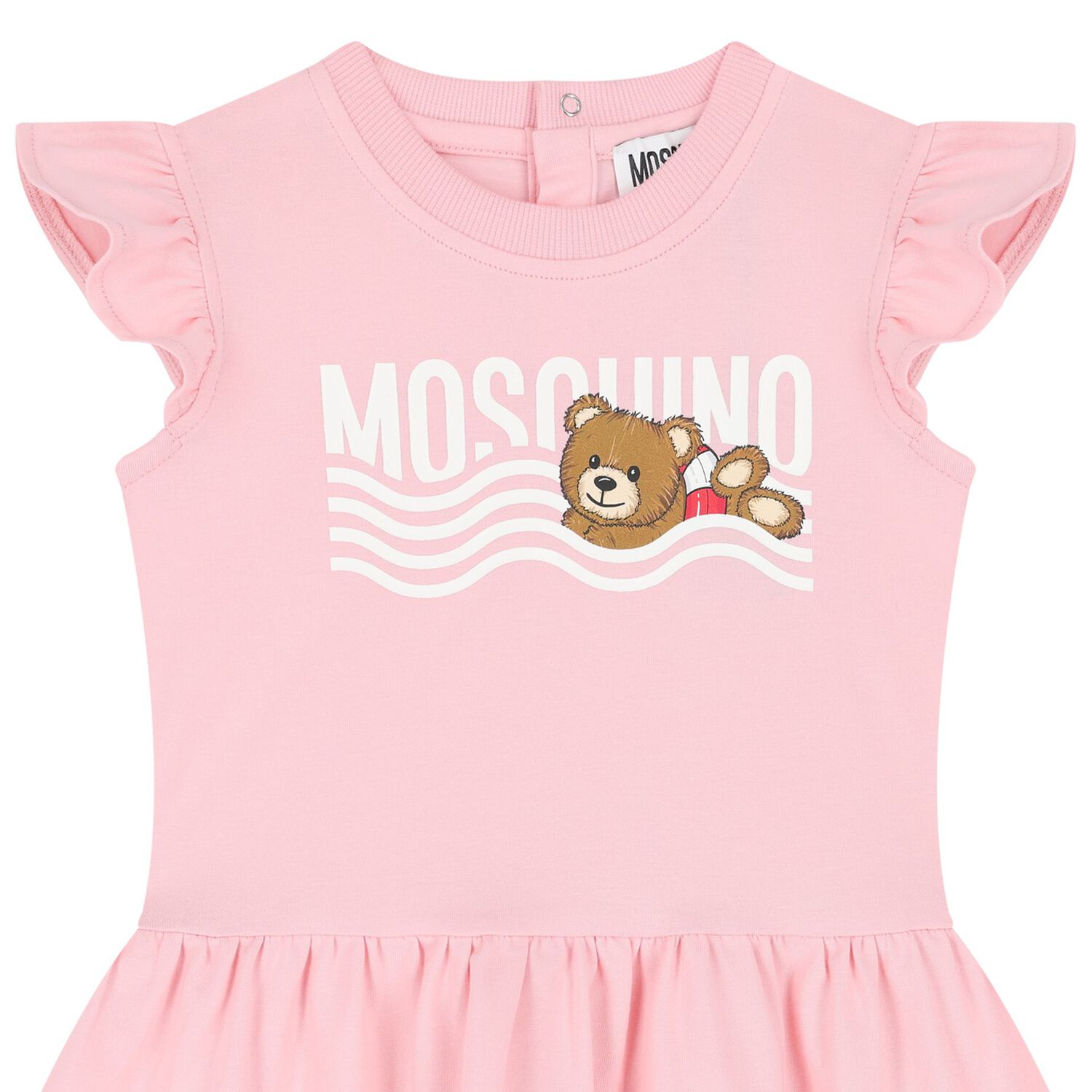 Younger Girls Pink Teddy Bear Logo Dress, 1, hi-res