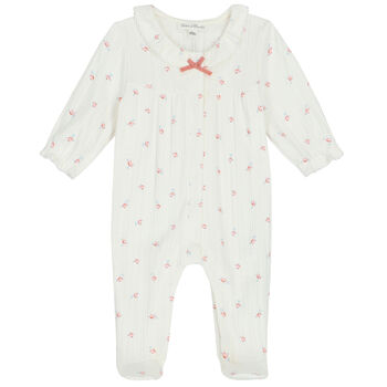 Baby Girls Ivory Flowers Babygrow