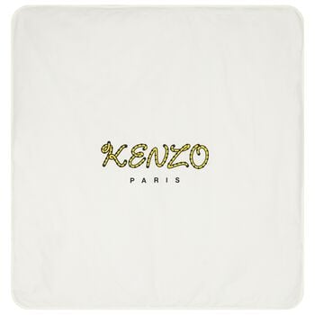 Ivory & Beige Tiger Logo Baby Blanket