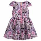 Girls Pink & Purple Jacquard Dress, 1, hi-res