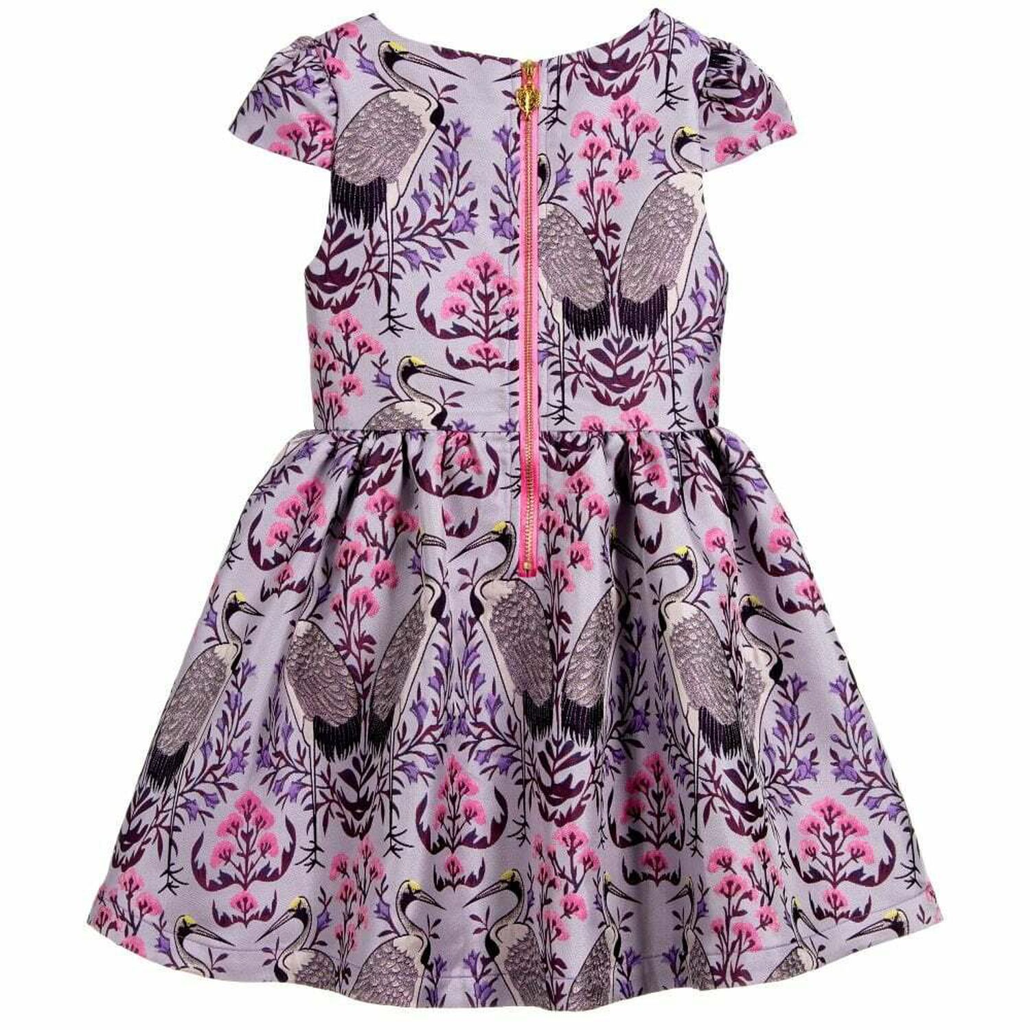 Girls Pink & Purple Jacquard Dress, 1, hi-res