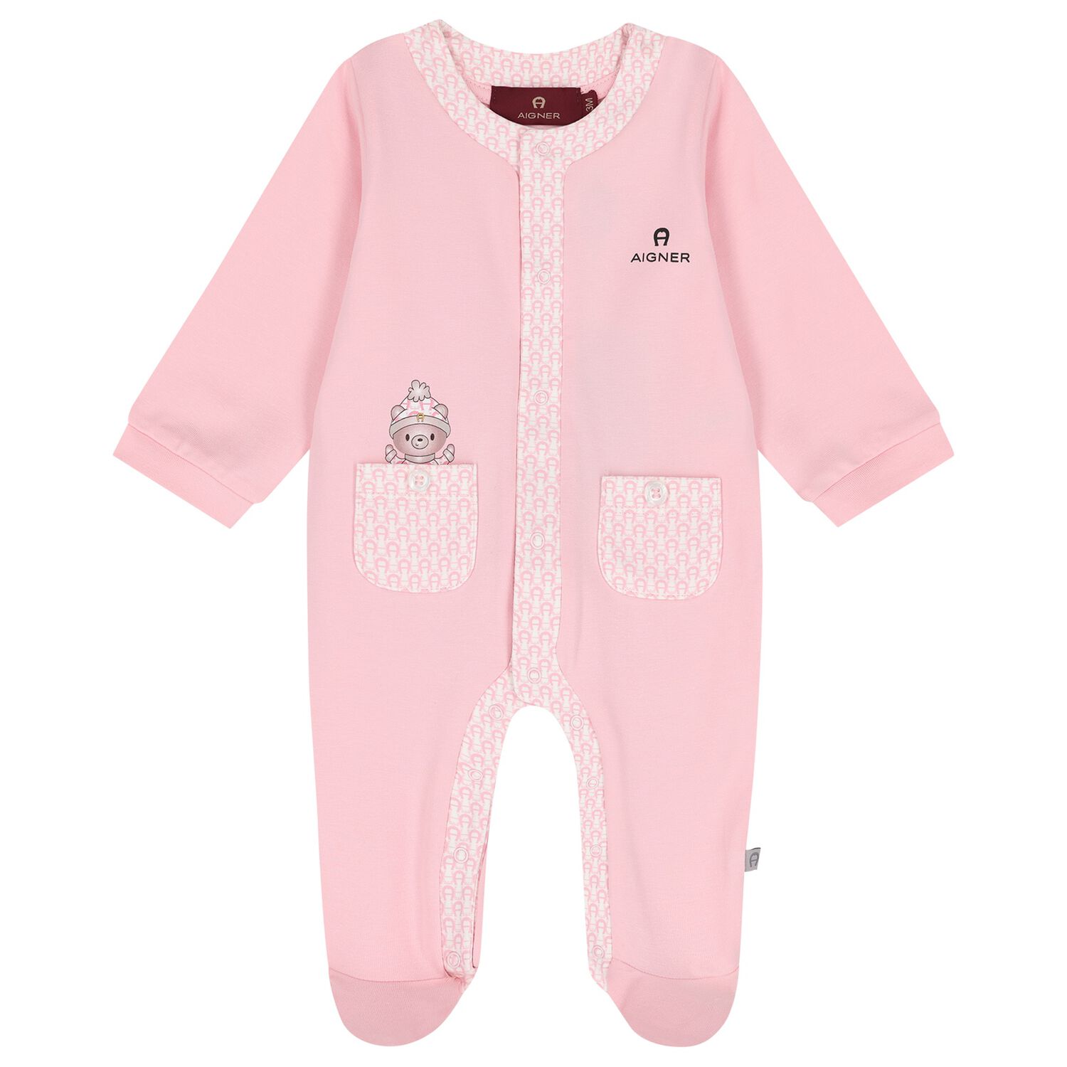 Baby Girls Pink Teddy Bear Logo Babygrow, 3, hi-res