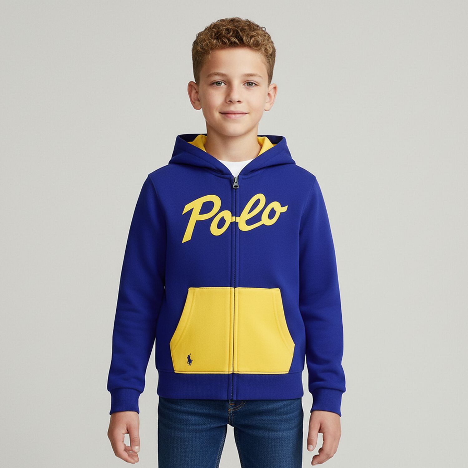 Boys Blue Logo Zip Up Top, 2, hi-res image number null