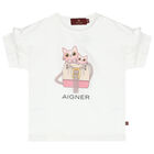 طقم ليغينز بالشعار باللون الابيض والوردى, 1, hi-res