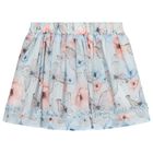 Girls White & Blue Floral Skirt Set, 1, hi-res