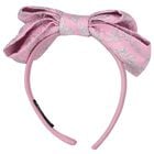 Girls Pink & Silver Jacquard Floral Headband, 1, hi-res