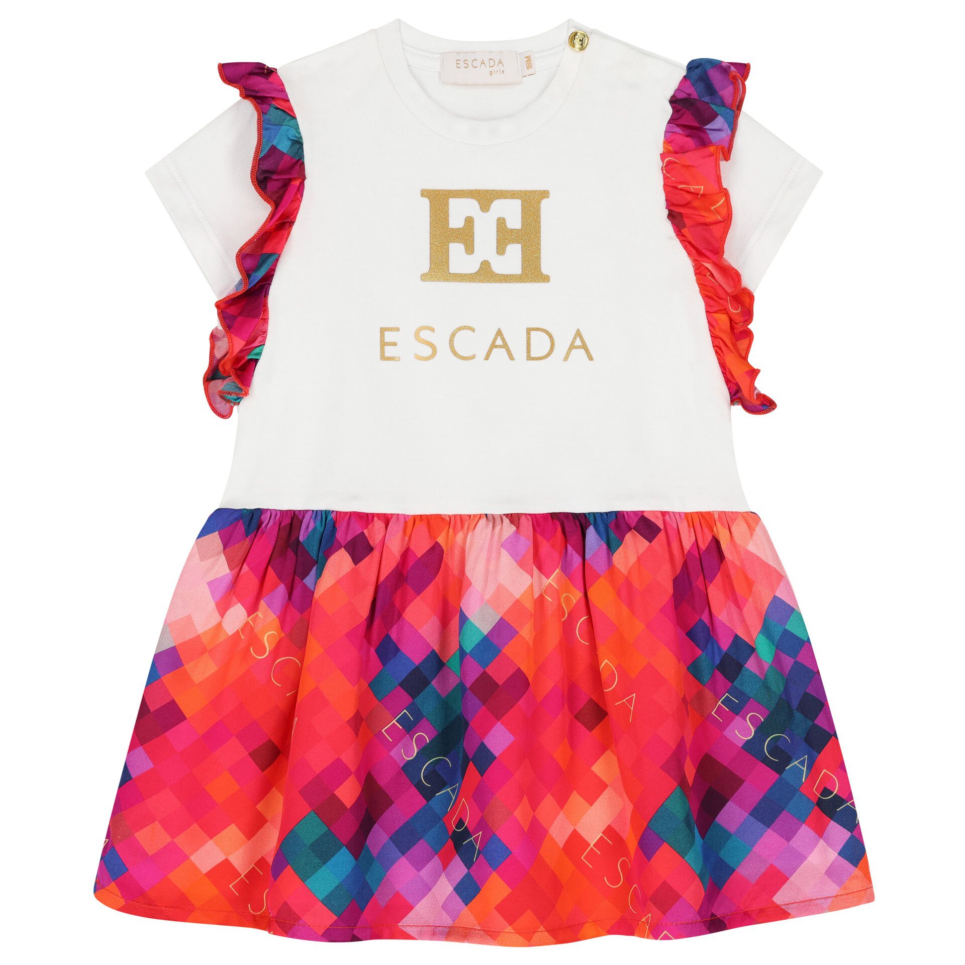 Escada Girls Younger Girls White Logo Graphic Dress Junior Couture UAE