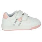 Girls White Logo Trainers, 1, hi-res