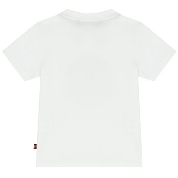 Younger Boys White & Gold Logo T-Shirt