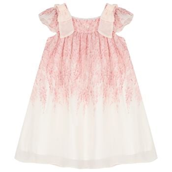 Girls Pink Chiffon Floral Dress