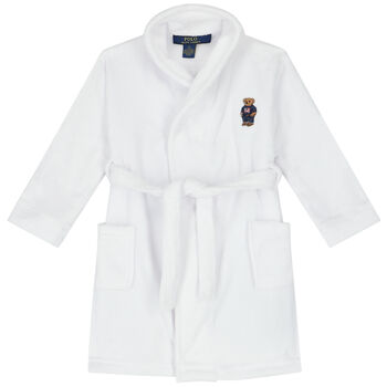 Boys White Polo Bear Bathrobe