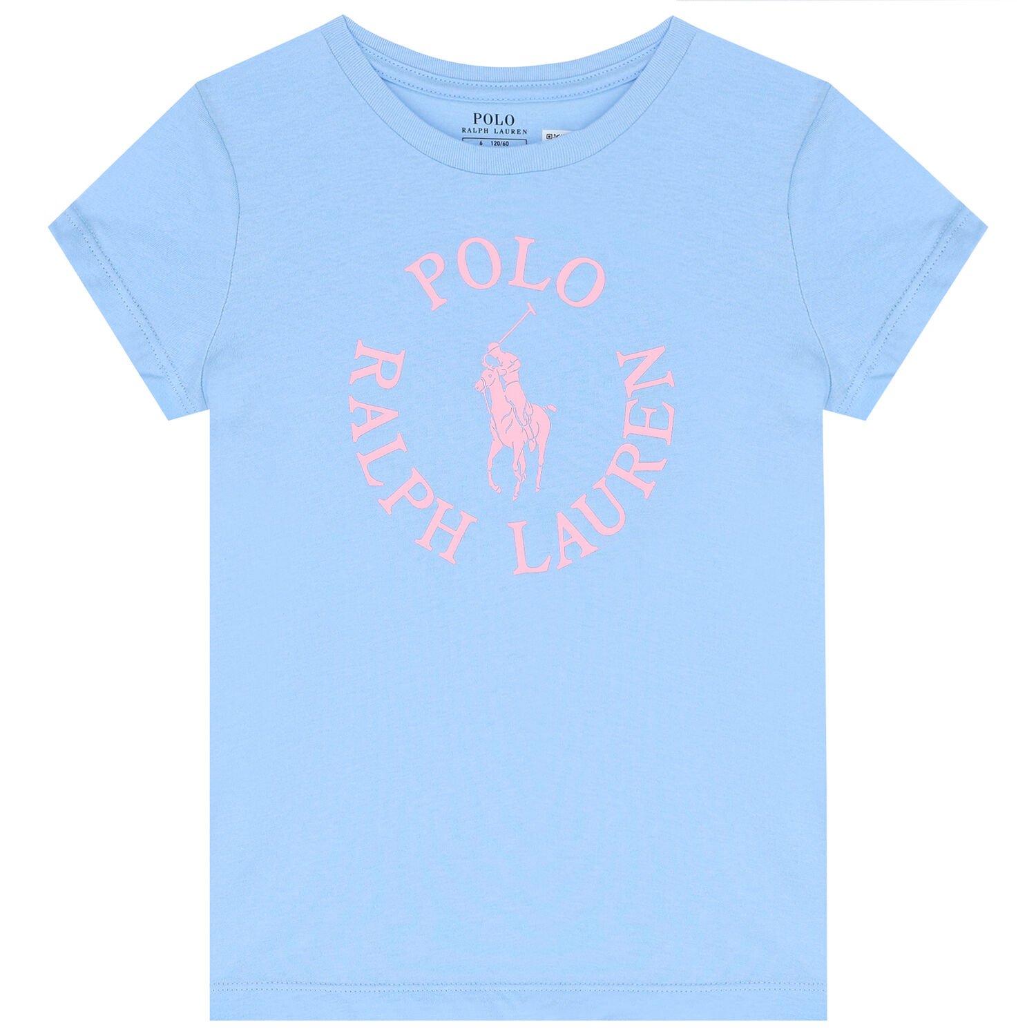 تيشيرت بنات بالشعار باللون الأزرق, 2, hi-res