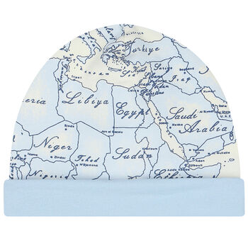 Baby Boys Ivory & Blue Geo Map Hat