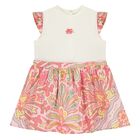 Younger Girls Ivory & Pink Floral Paisley Dress, 2, hi-res