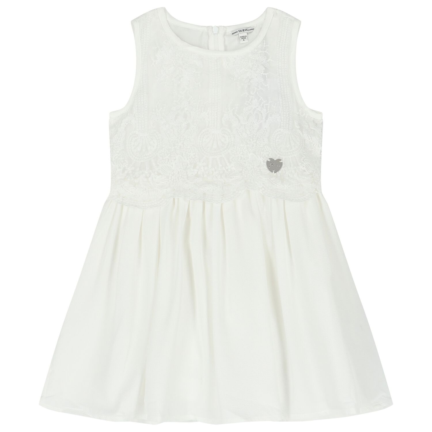 Girls White Chiffon Dress, 1, hi-res image number null