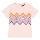 Younger Girls Pink Zig Zag Logo T-Shirt, 1, hi-res