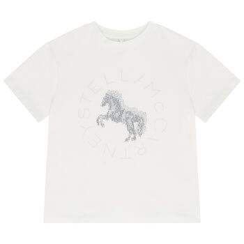 Girls Ivory Horse Logo T-Shirt