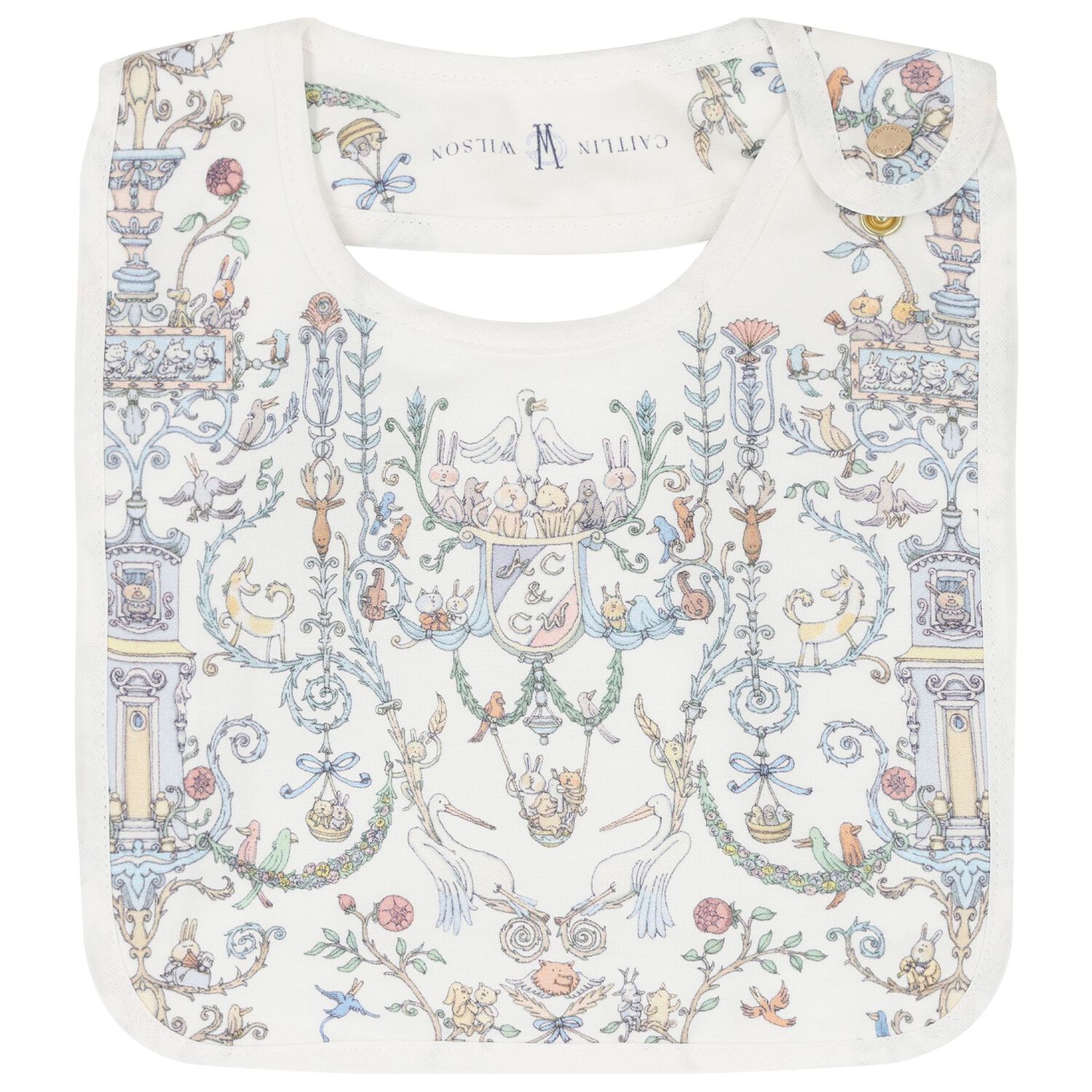 Ivory & Blue Toile de Jouy Baby Bib, 1, hi-res image number null