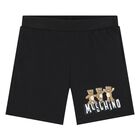 Younger Black Teddy Bear Logo Shorts, 1, hi-res