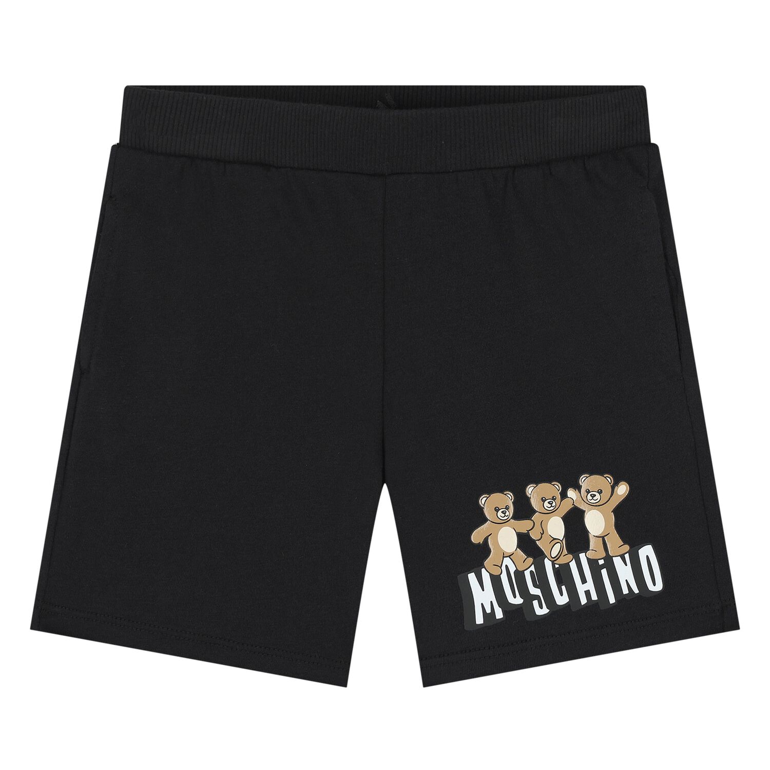 Younger Black Teddy Bear Logo Shorts, 1, hi-res