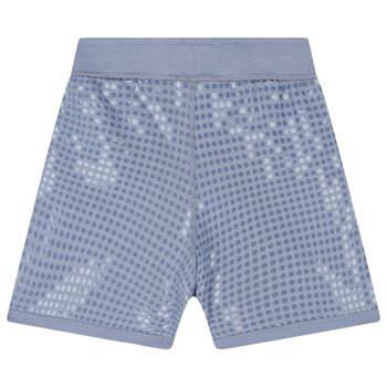 Girls Blue Logo Sequin Shorts