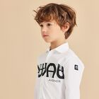 تيشيرت أولاد بالشعار باللون الأبيض, 1, hi-res