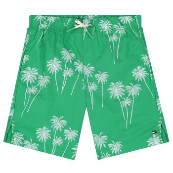 Boys Green Palm Tree Shorts