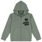 Boys Green Dinosaur Hooded Zip Up Top, 1, hi-res