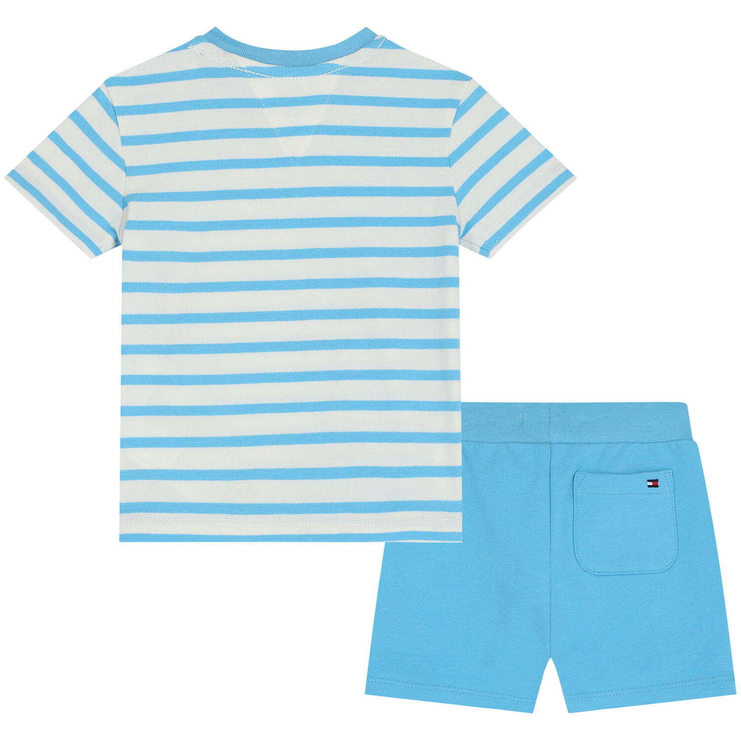 Blue & White Striped Logo Baby Shorts Set, 1, hi-res