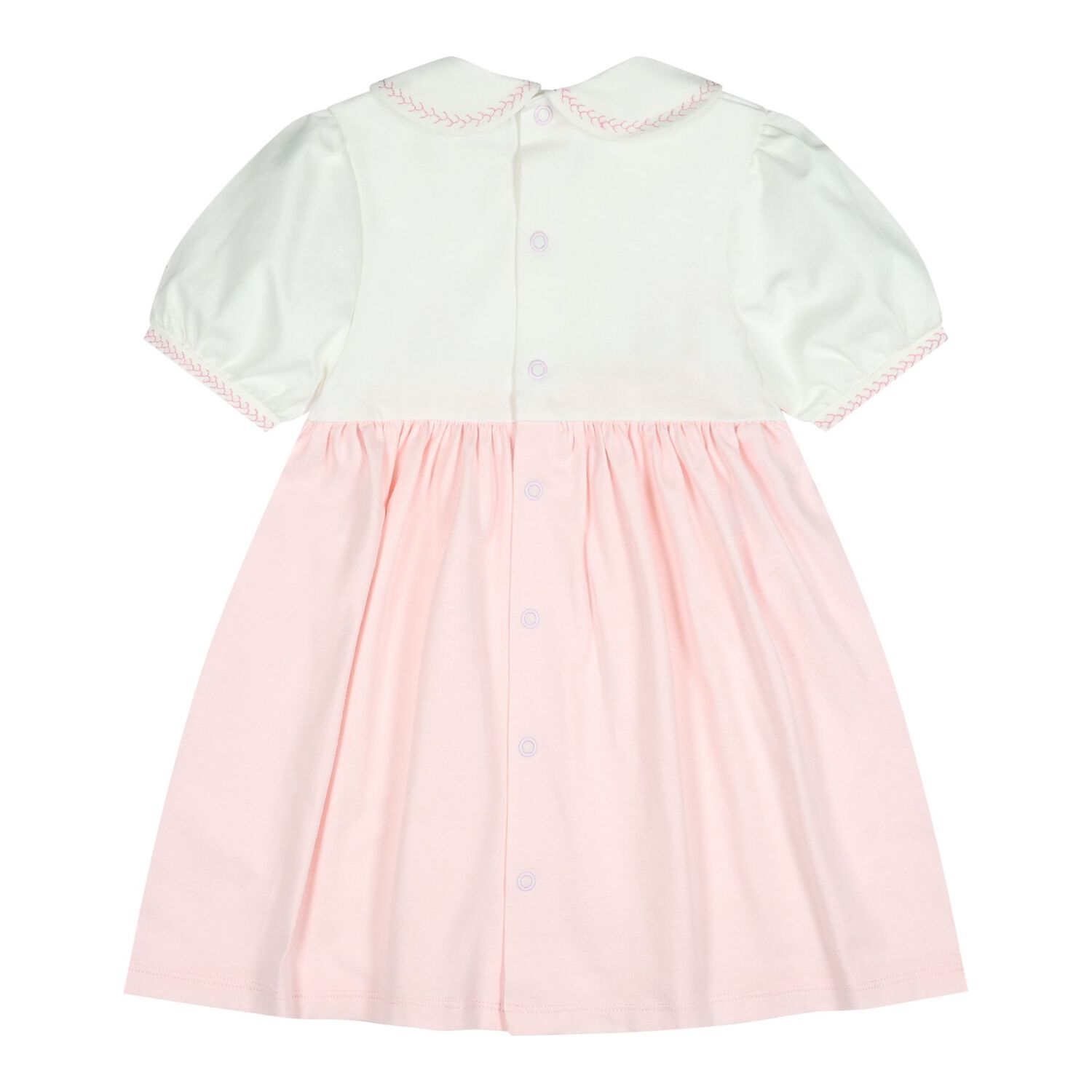 طقم فستان للبنات مزين بالزهور باللون  الأبيض والوردي, 1, hi-res