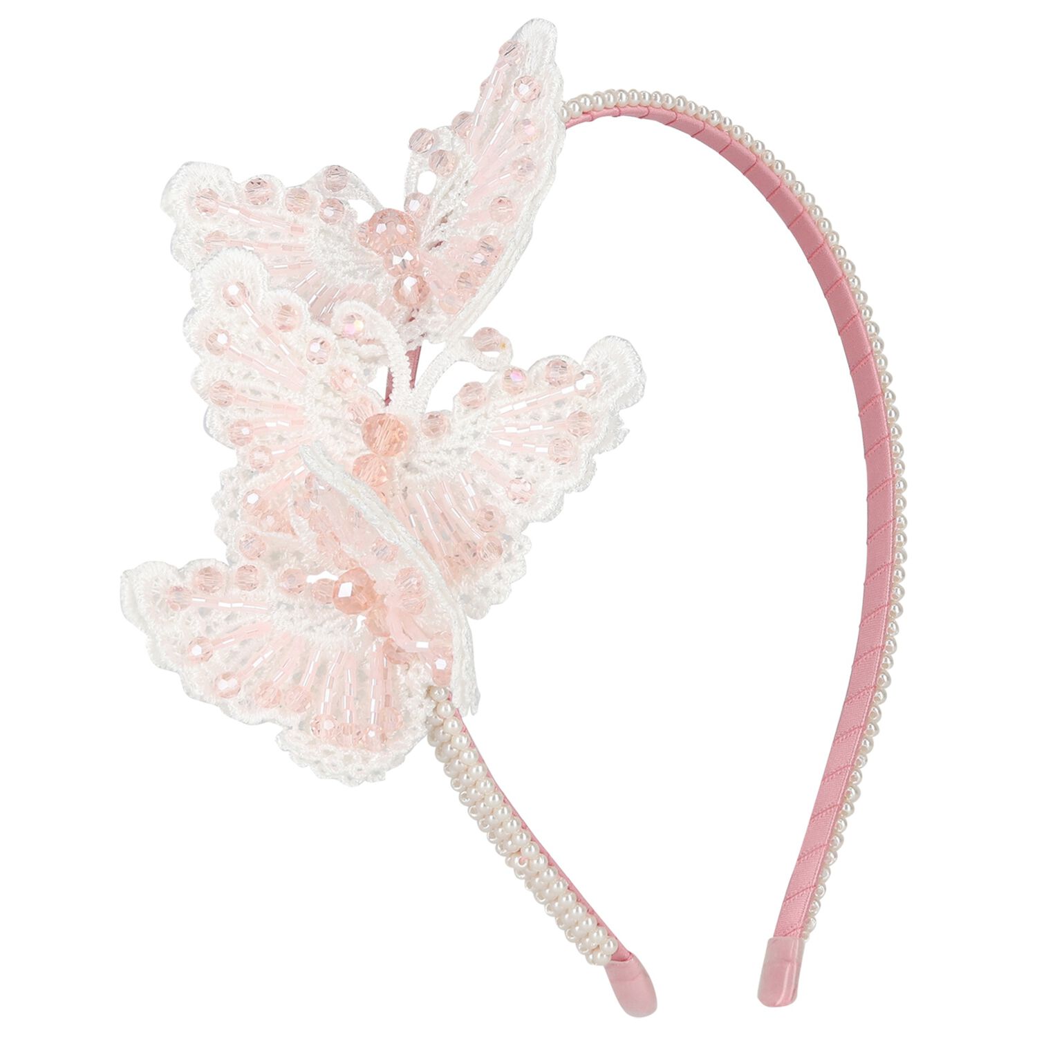 Girls White & Pink Embellished Butterfly Headband, 2, hi-res image number null