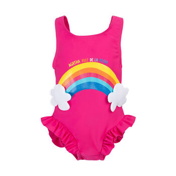 Girls Pink Rainbow Swimsuit