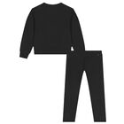 طقم ليجينز بنات بالشعار باللون الاسود , 1, hi-res