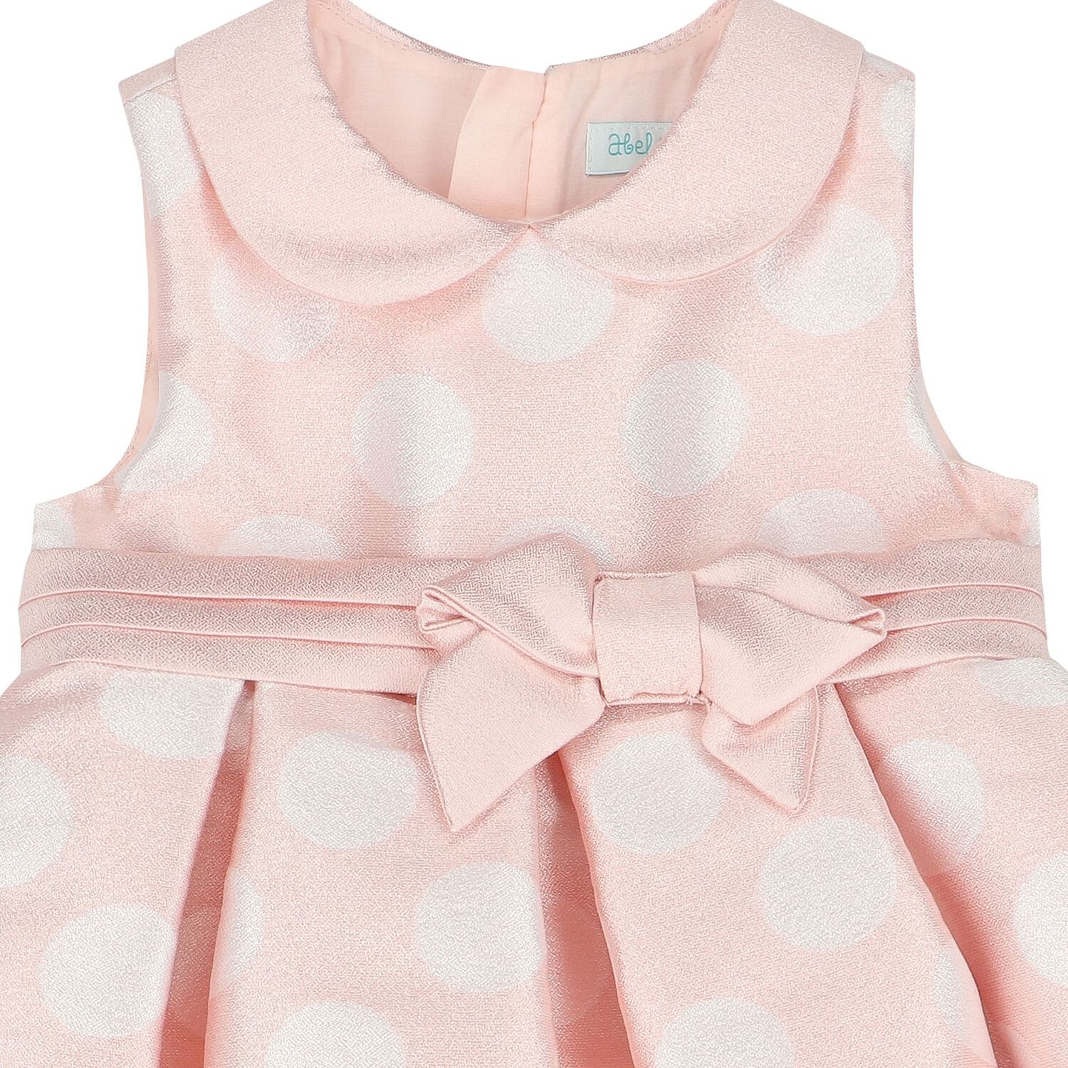 Younger Girls Pink Polka Dot Satin Dress, 1, hi-res
