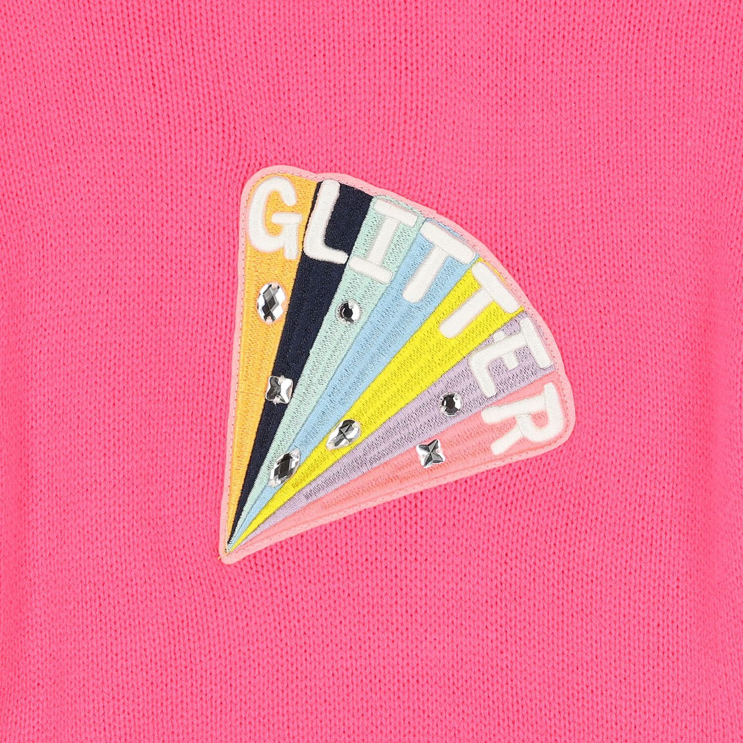 Girls Neon Pink Knitted Sweater, 1, hi-res