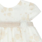 Baby Girls White & Beige Hearts Organza Dress Set, 1, hi-res