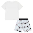 Boys White & Blue Ikonik Swim Shorts Set, 1, hi-res