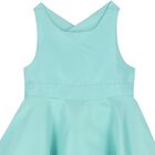 Girls Aqua Flared Dress, 1, hi-res