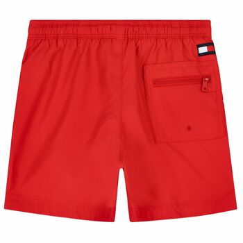 Boys Red Logo Swim Shorts
