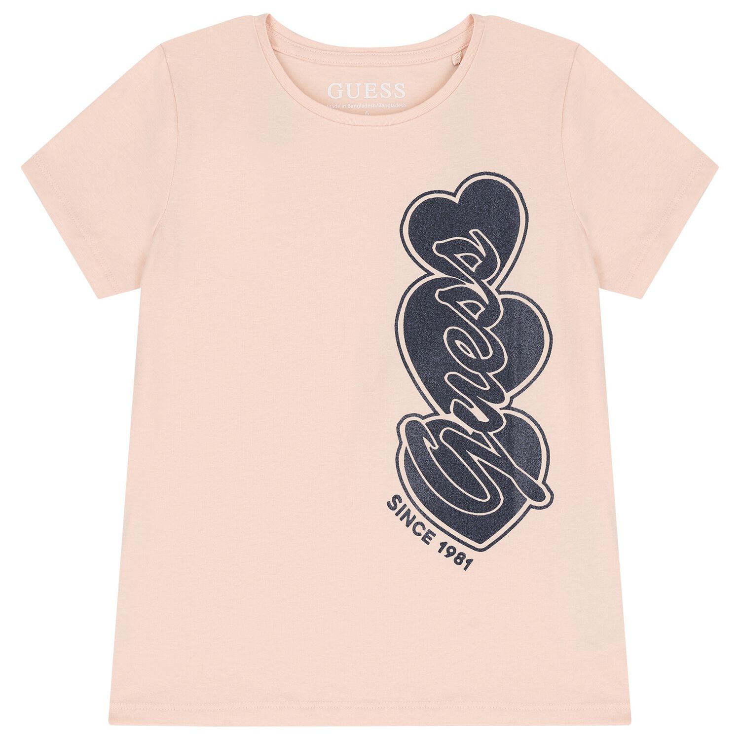 Girls Pink Glittery Heart Logo T-Shirt, 1, hi-res