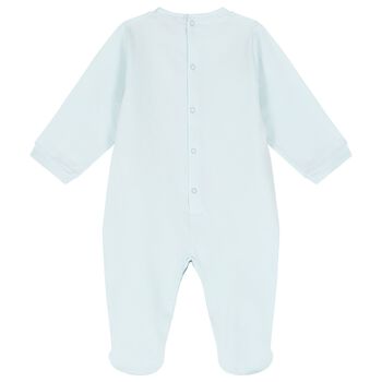 Baby Boys Blue & Gold Logo Babygrow