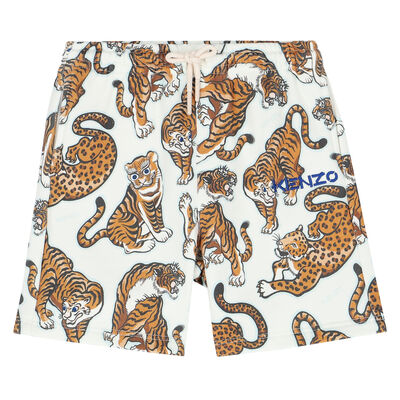 Younger Boys White Tiger Shorts
